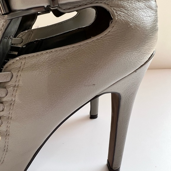 BCBGeneration Kaius Gray Leather Peep Toe Booties - Picture 9 of 10